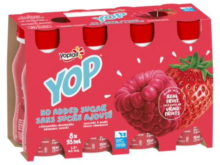 Yoplait - YOP Strawberry Raspberry No Sugar Added Drinkable Yogurt, 8x93 mL Online Hot Sale