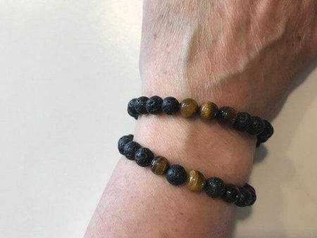 The Nirvana Corporation - Lava Bead Bracelet, Tiger Eye, Large Hot on Sale