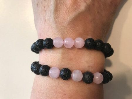 The Nirvana Corporation - Lava Bead Bracelet, Rose Quartz, Medium Sale