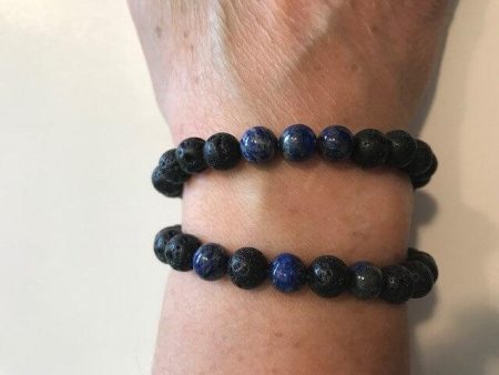 The Nirvana Corporation - Lava Bead Bracelet, Lapis Lazuli, Small For Sale