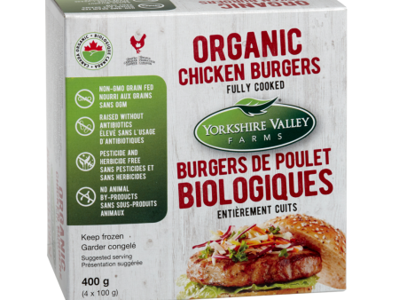 Yorkshire Valley Farms - Organic Fully Cooked Chicken Burgers, 400 g Sale