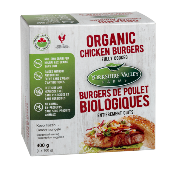 Yorkshire Valley Farms - Organic Fully Cooked Chicken Burgers, 400 g Sale