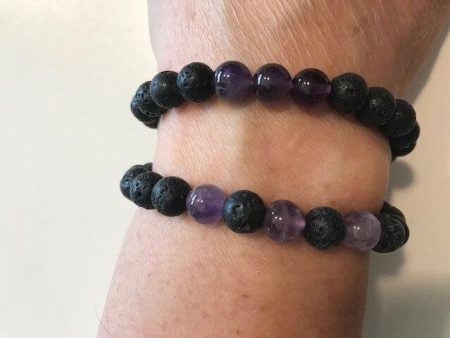 The Nirvana Corporation - Lava Bead Bracelet, Amethyst, Medium Cheap