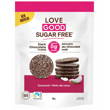 Love Good Fats - Dark Chocolate Thins with Coconut, 96g Sale