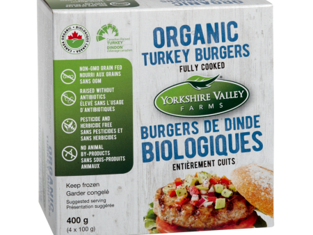 Yorkshire Valley Farms - Organic Fully Cooked Frozen Turkey Burgers, 4x100 g Online Sale