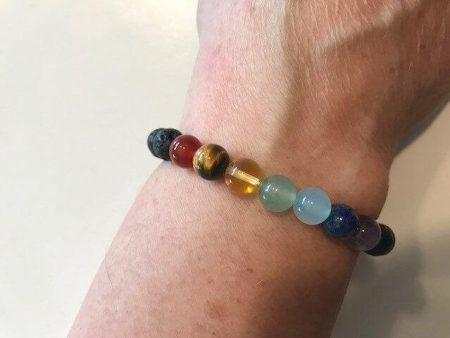 The Nirvana Corporation - Lava Bead Bracelet, Chakra, Large For Discount