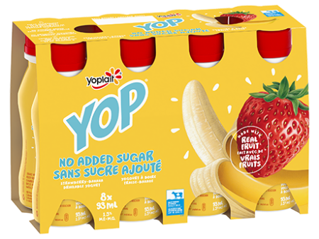 Yoplait - YOP Strawberry Banana No Sugar Added Drinkable Yogurt, 8x93 mL For Discount