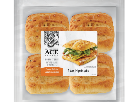 Ace Bakery - Cheddar Ciabatta Gourmet Bun, 4 Count For Sale