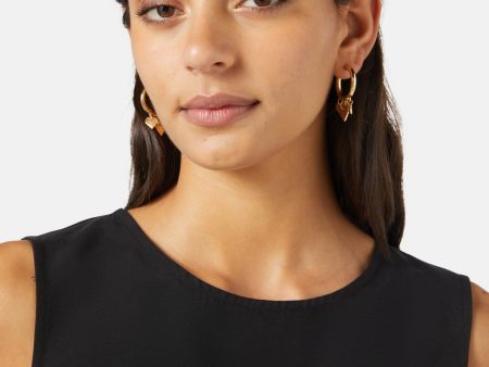 Gold Heart Charm Earring Hot on Sale