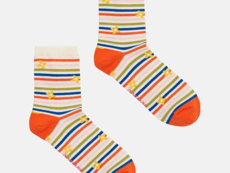 Flower Stripe Sock Cheap